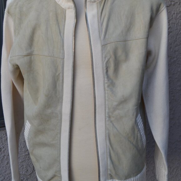 MARC ECKO MENS SUEDE BLEND FULL ZIP SWEATER- Beige color- $48.00 - Picture 4 of 13